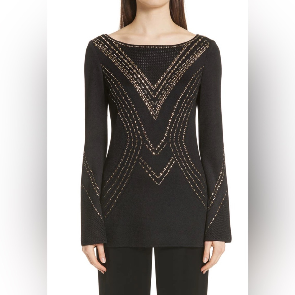 St. John Couture - Geometric Pointelle Jacquard Sweater - READ MEASUREMENTS - Picture 17 of 17